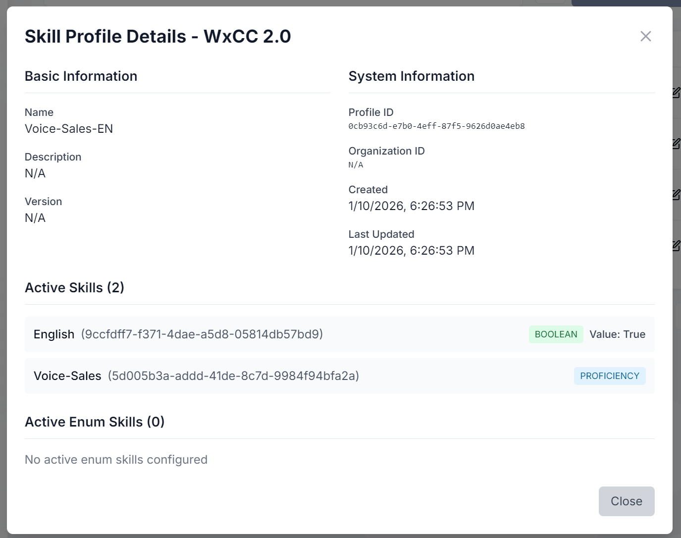 Skill Profile Details